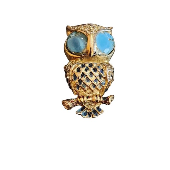Vintage Unsigned Coro Owl Duette Fur Clip with Flawed Glass Eyes (A2708) - Picture 1 of 7